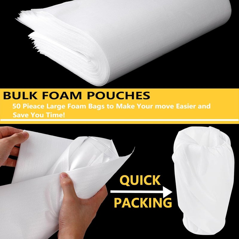 Evadow 12”x16” 100Pack Foam Pouches, Large Moving Supplies for Packing Dishes Artwork, 0.5MM Thick Cushion Foam Bags for Storing Shipping Breakables, fragile Padding Material Sleeves for Fragile Plates China - Image 4